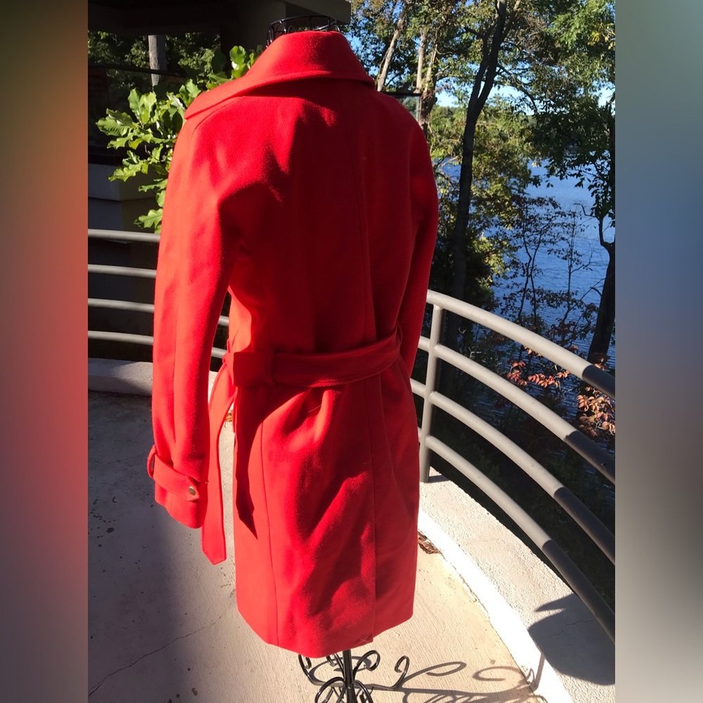 J Crew Melton Wool Red Women's Coat Size 00 - Picture 2 of 8
